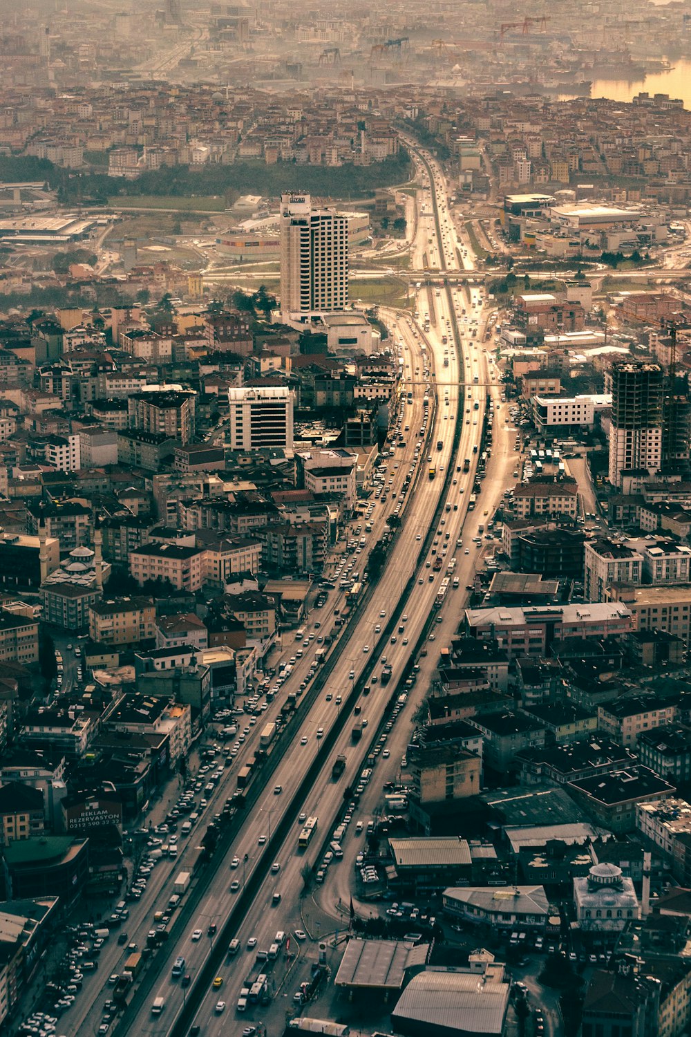 aerial view of city buildings during night time