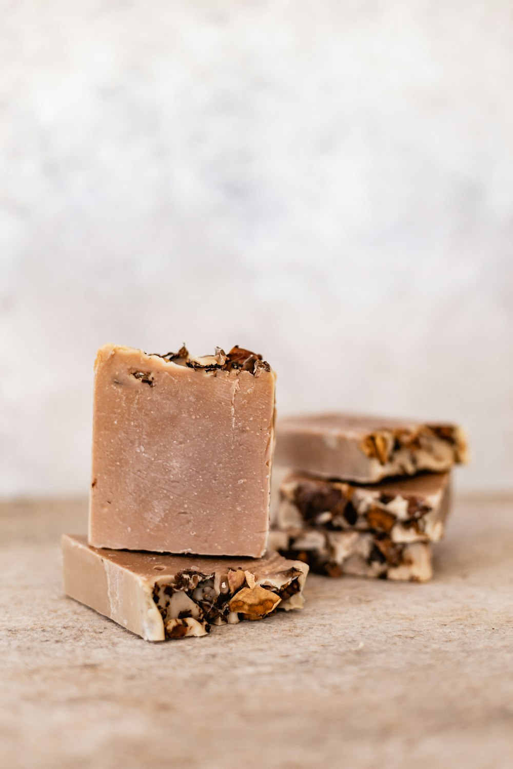 a close up of a bar of soap on a table