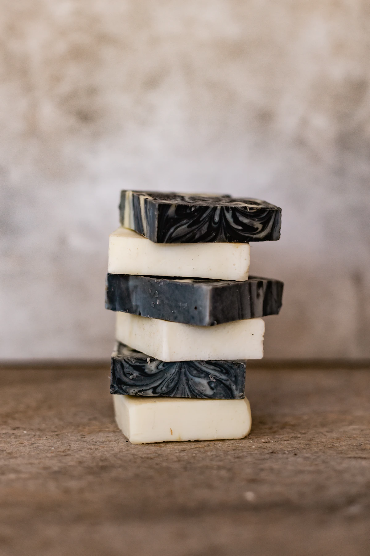 Bars of charcoal soap