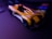 A small, detailed model car with a sleek, aerodynamic design and vivid yellow and black colors is positioned on a textured dark surface. The lighting creates a dramatic contrast, highlighting the contours and features of the car.