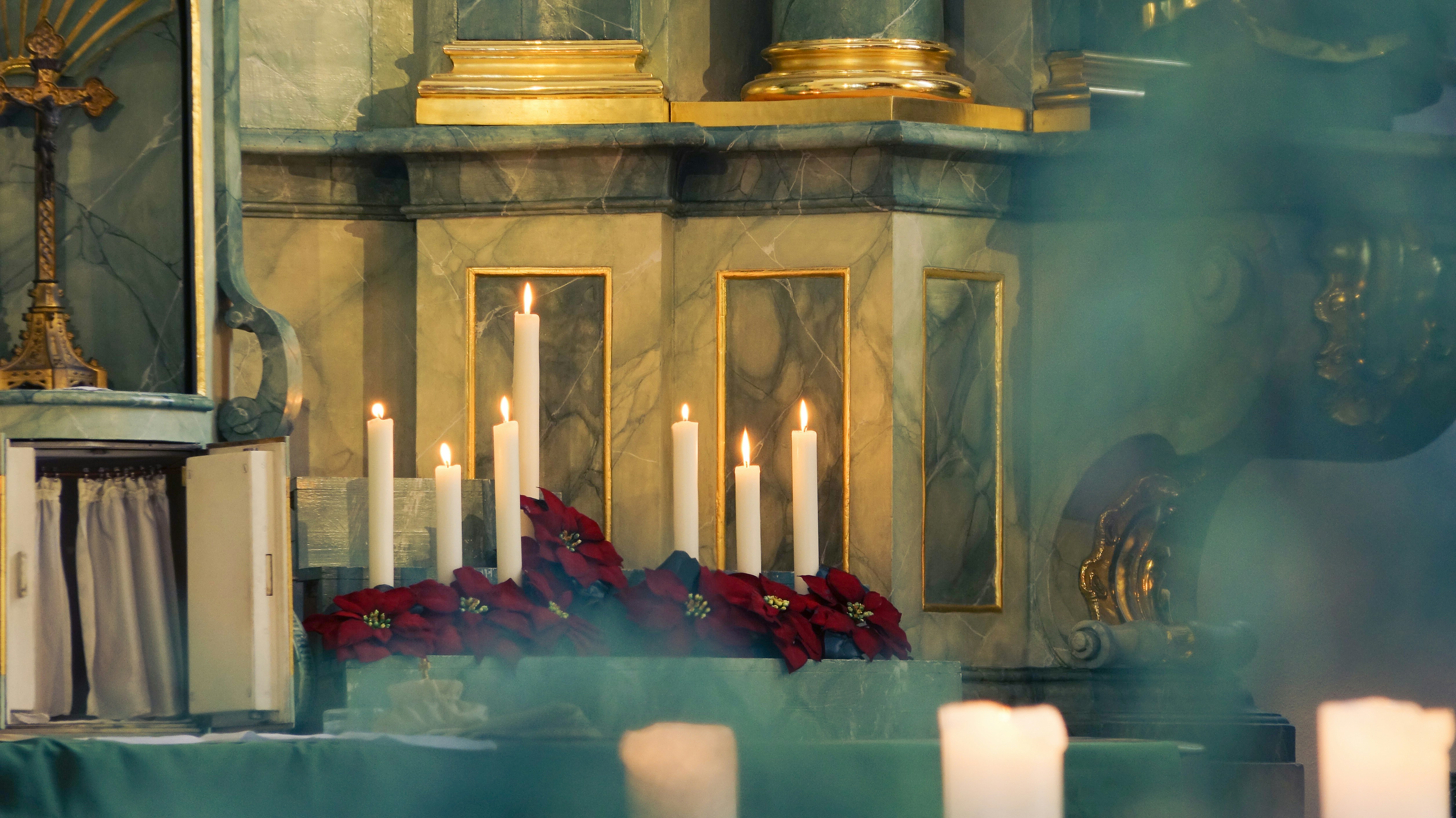 Candles in a row in a church