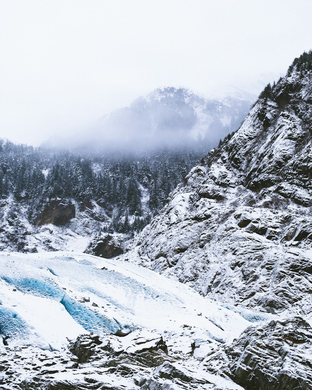 snow covered mountain during daytime