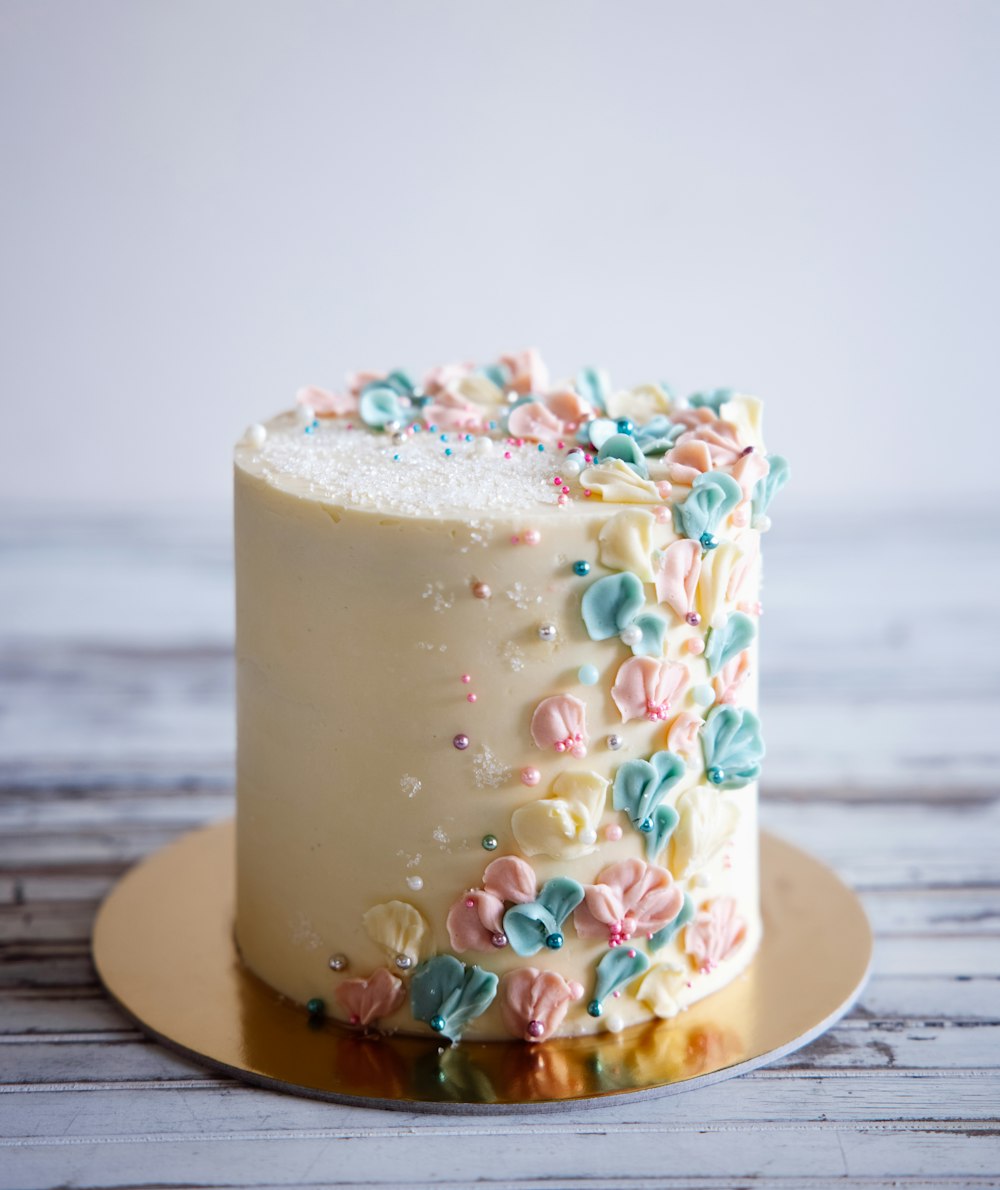 white and brown cake on white ceramic plate