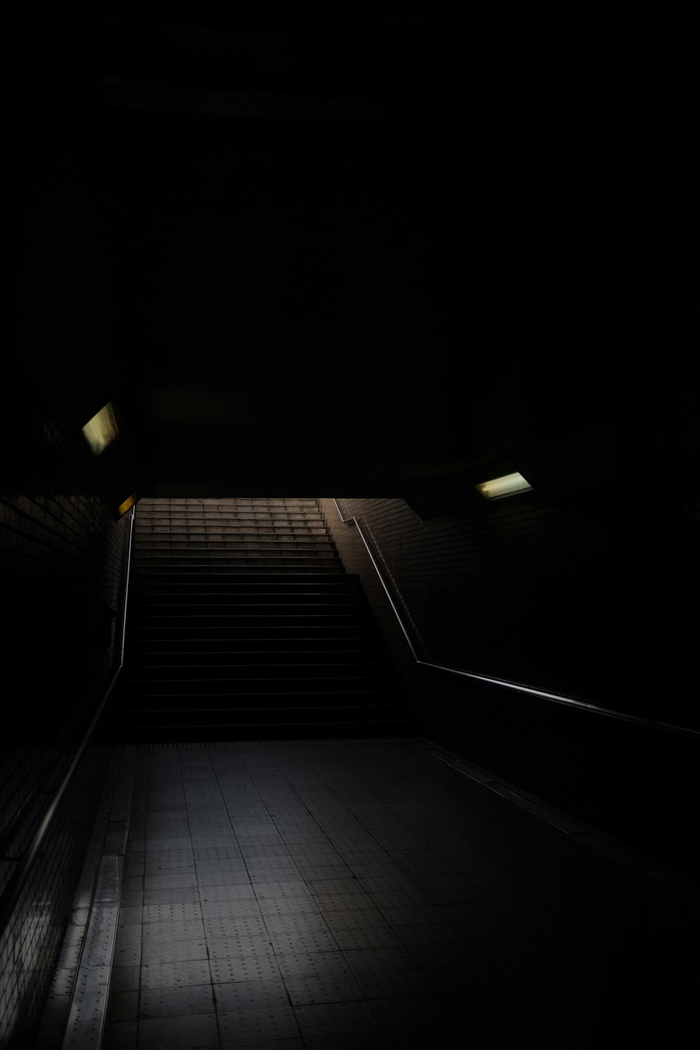 black and white tunnel with light