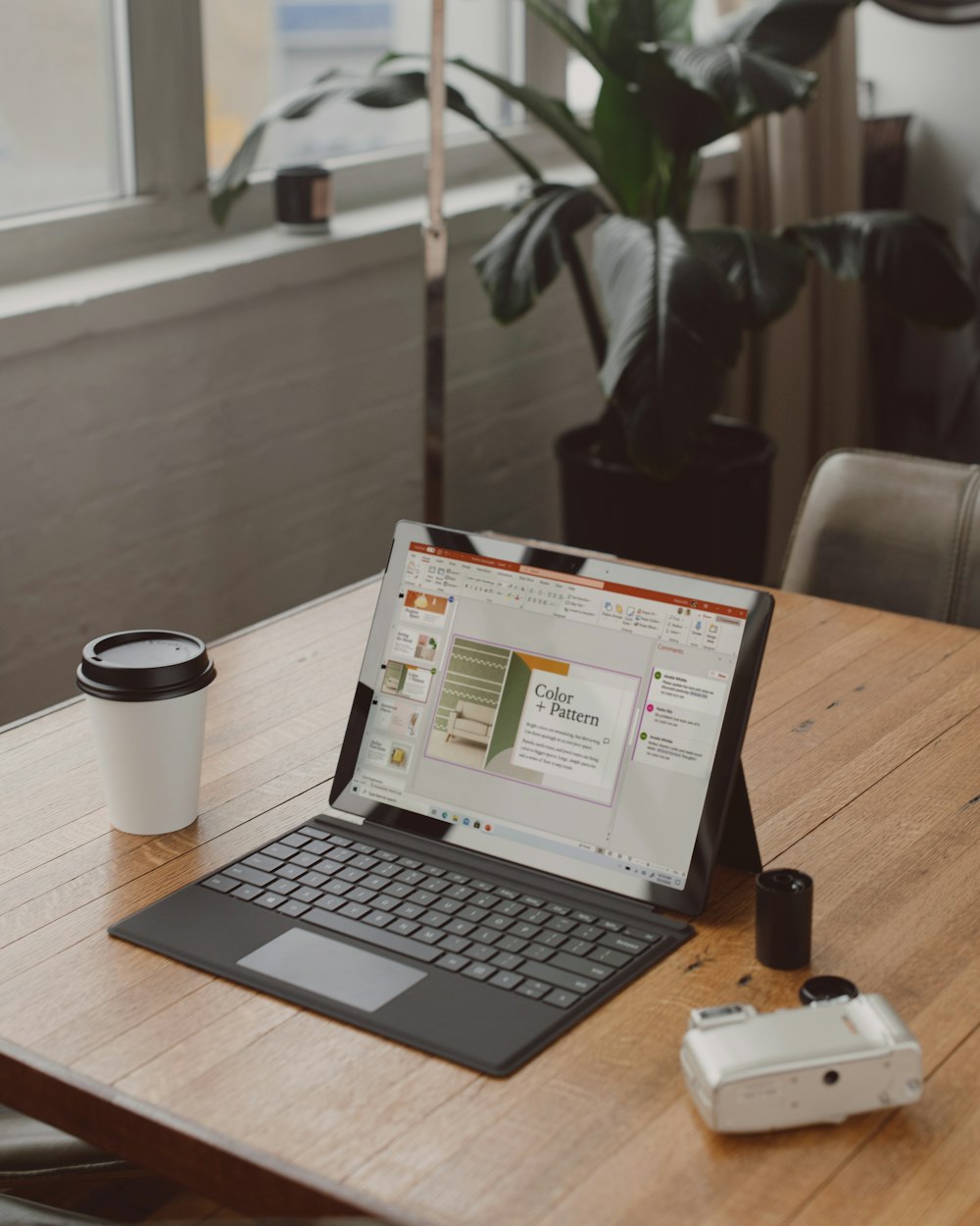 Surface device on brown wooden table