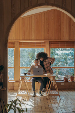 Relaxing study corner with natural light in a yhome long-stay accommodation.