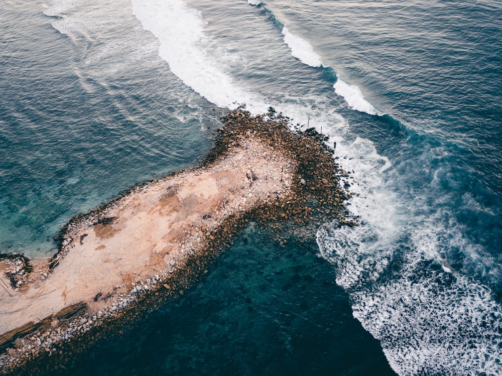 aerial view of ocean waves