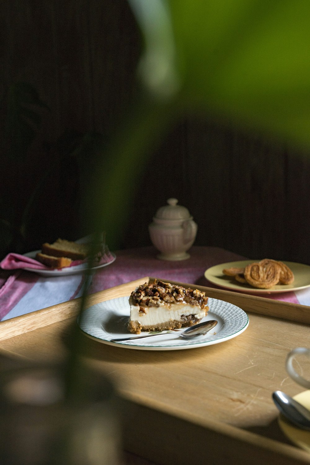 sliced cake on white ceramic plate