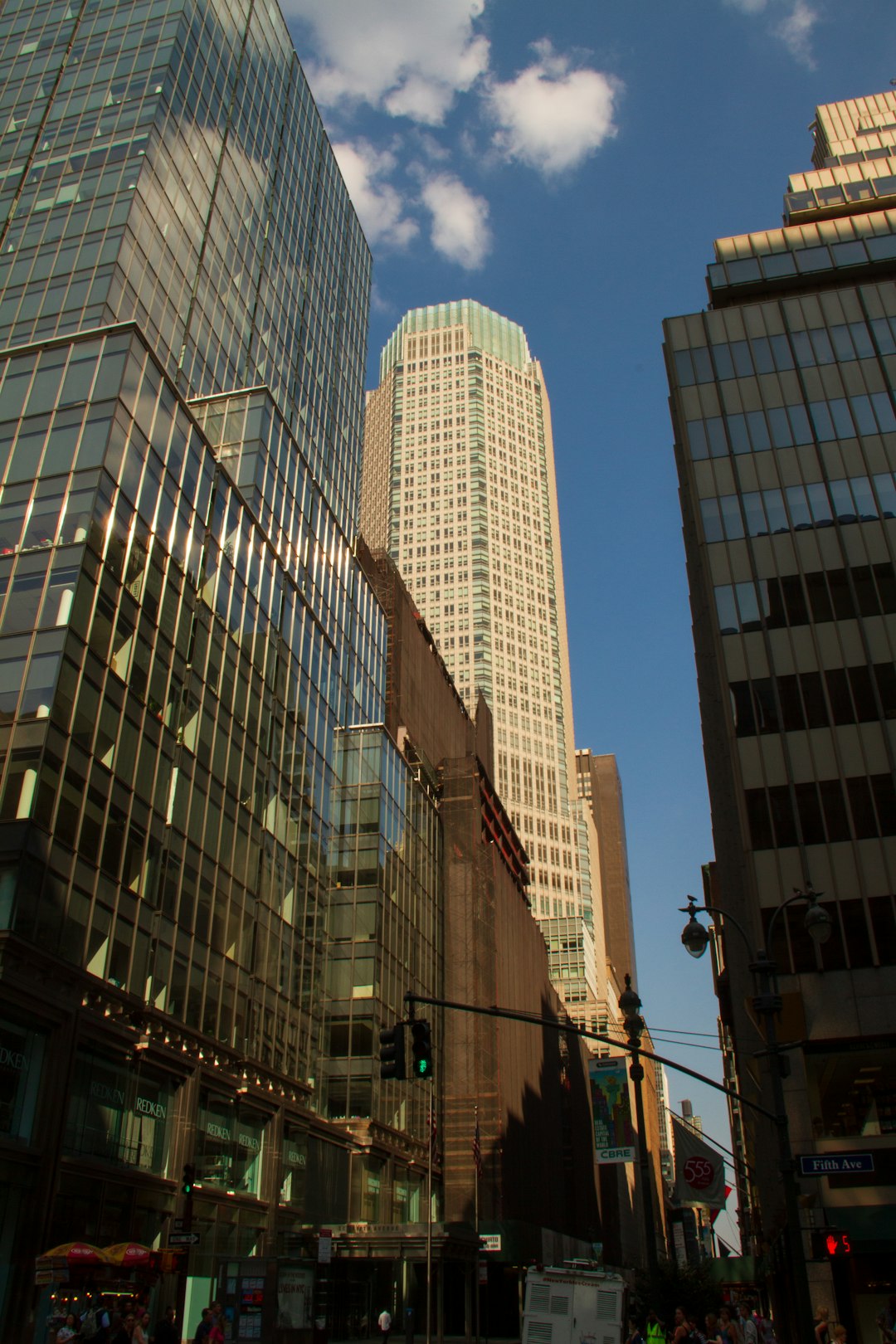 white and blue high rise building