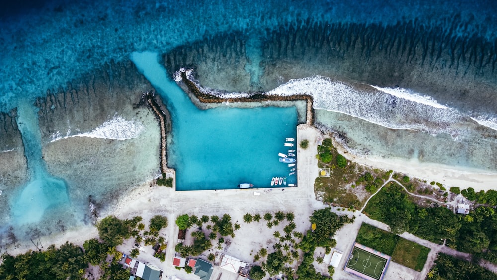 aerial view of swimming pool