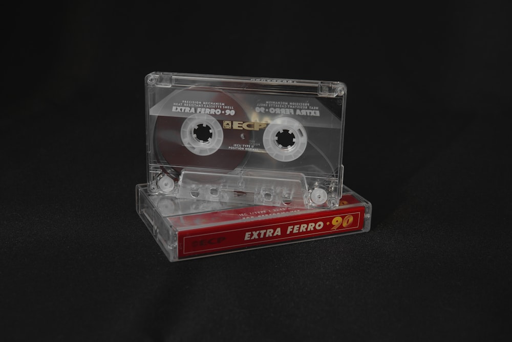 white and red cassette tape