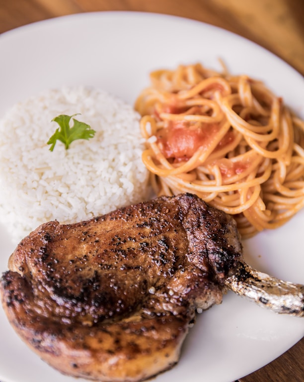 cooked food on white ceramic plate