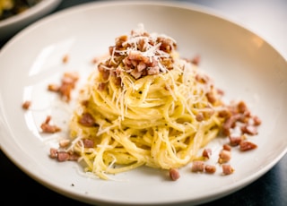 pasta on white ceramic plate