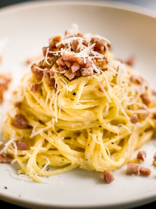 pasta on white ceramic plate