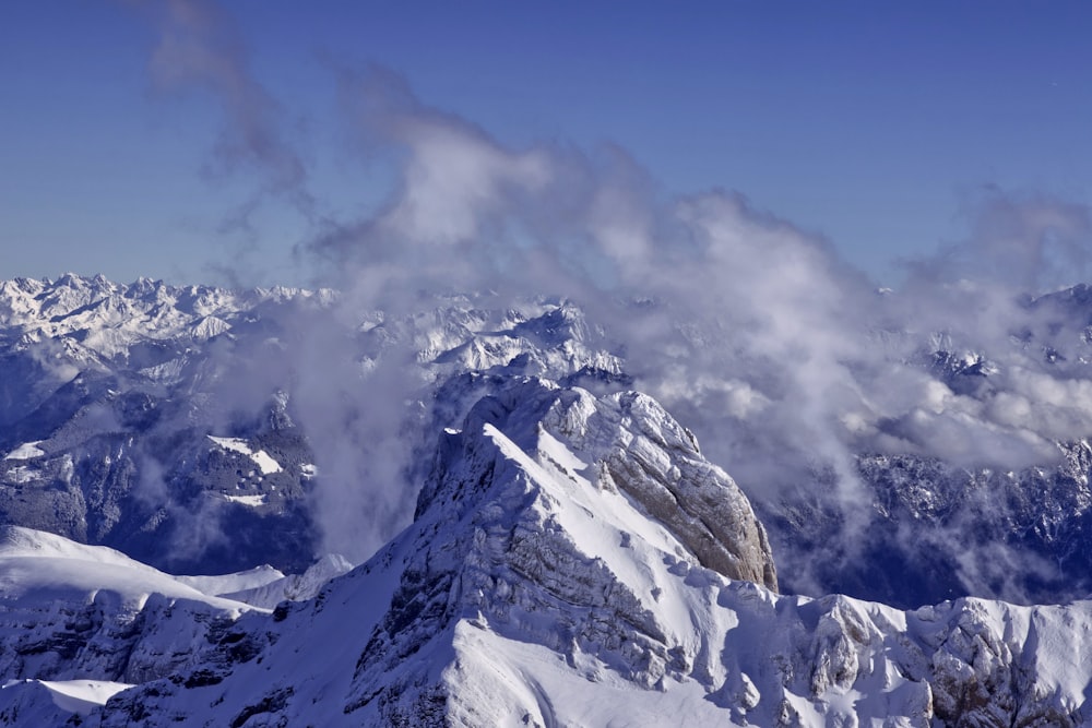 snow covered mountain under blue sky during daytime