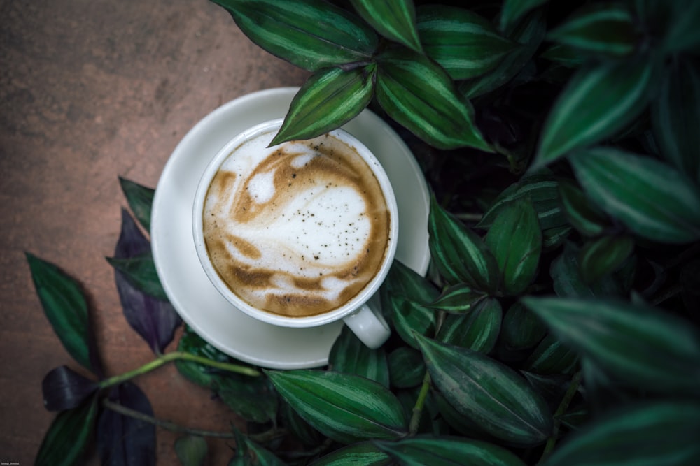 white ceramic mug with coffee