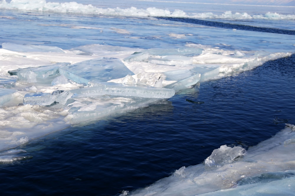 white ice on body of water during daytime