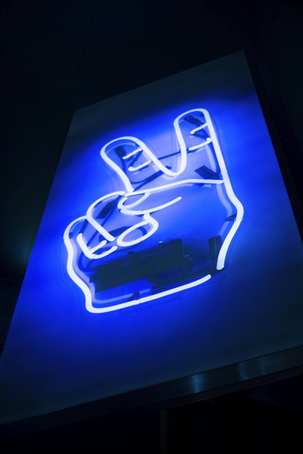 blue and white neon light signage
