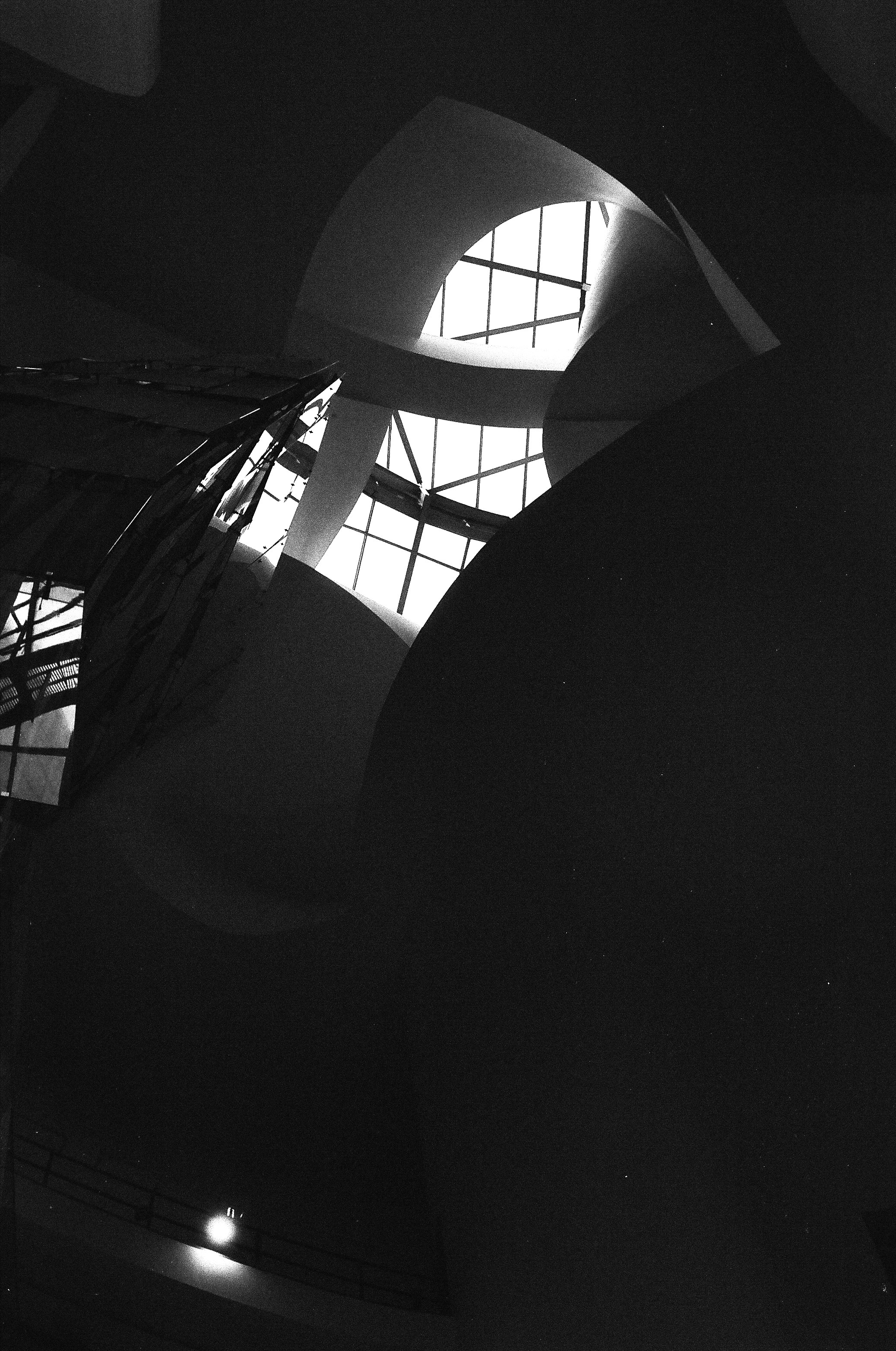 black and white spiral stairs