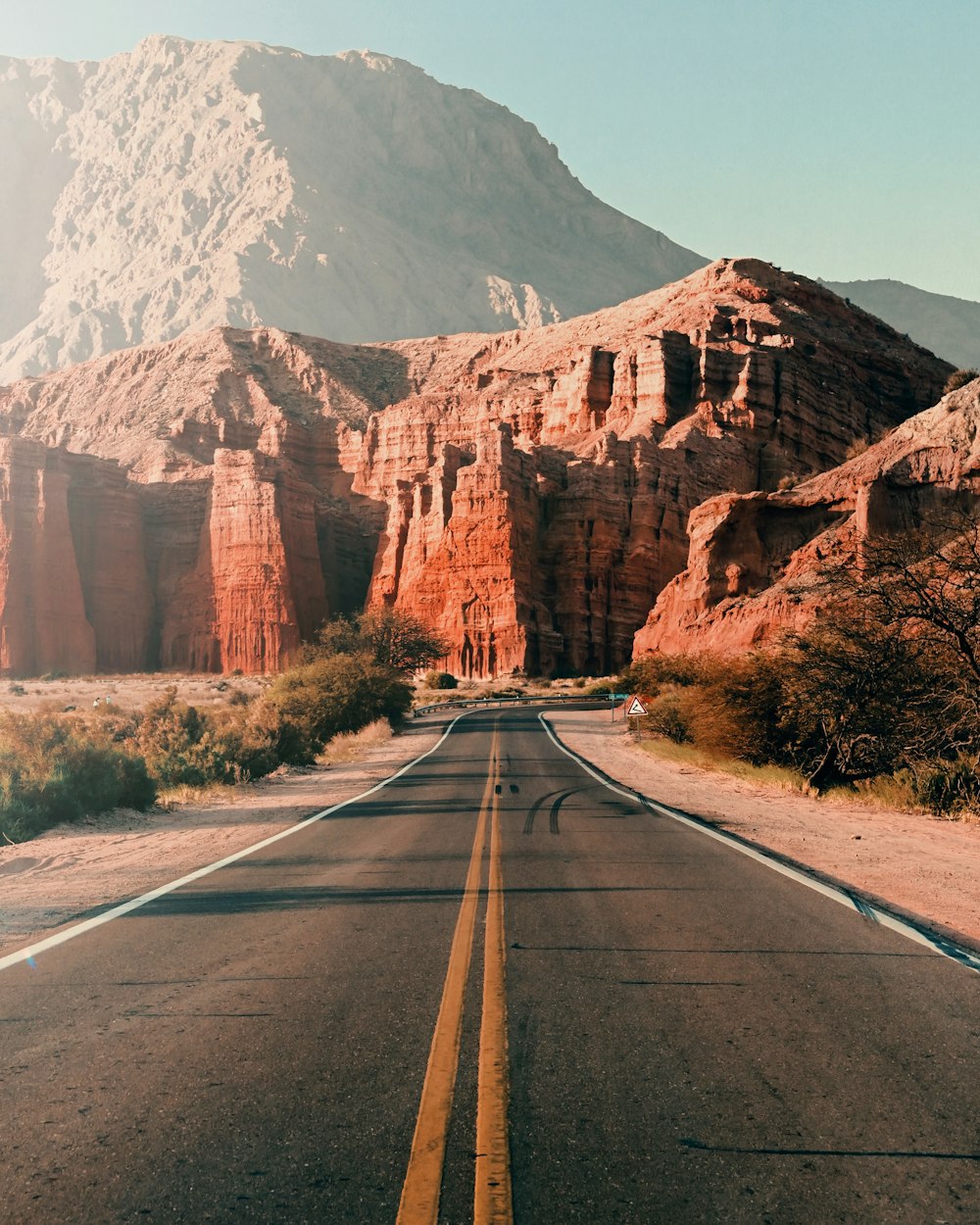 Graue Asphaltstraße in der Nähe von Brown Mountain tagsüber