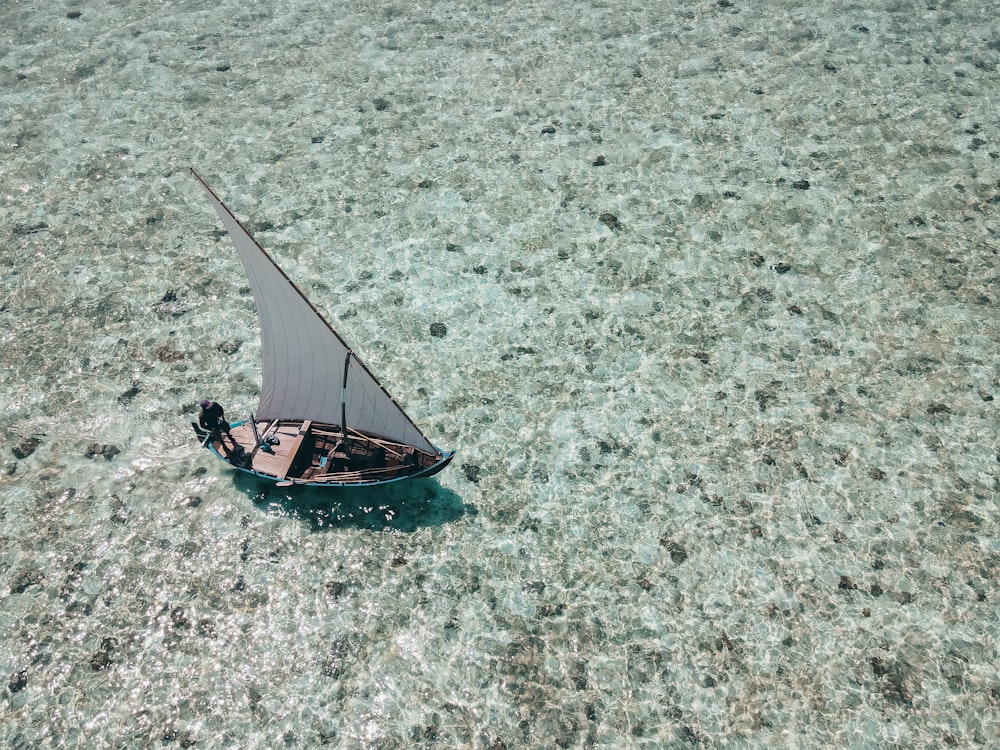 brown and black sail boat on gray sand