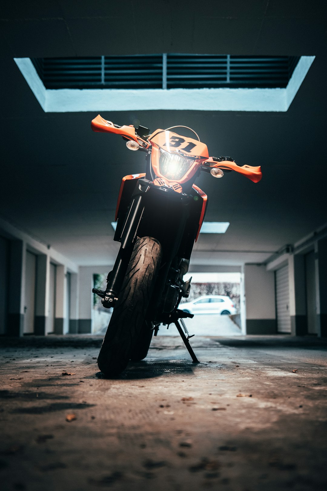 black and red motorcycle in a room