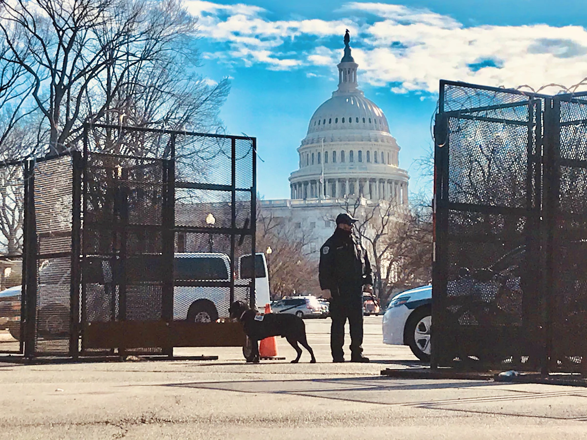 Military facility with security checkpoint