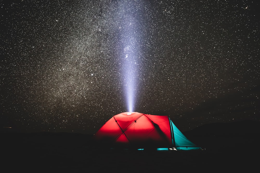 red tent under starry night