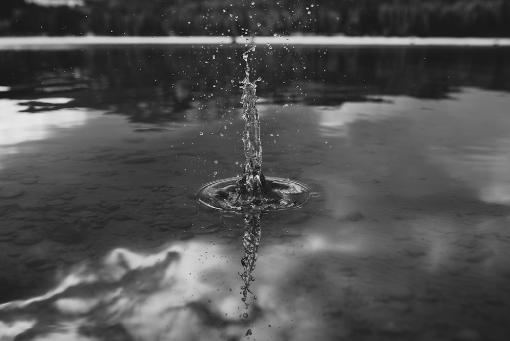 water splash in grayscale photography