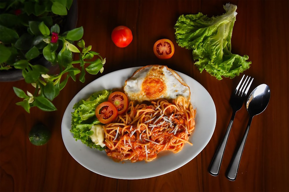 cooked food on white ceramic plate