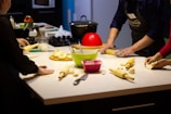 yellow banana fruit on white table