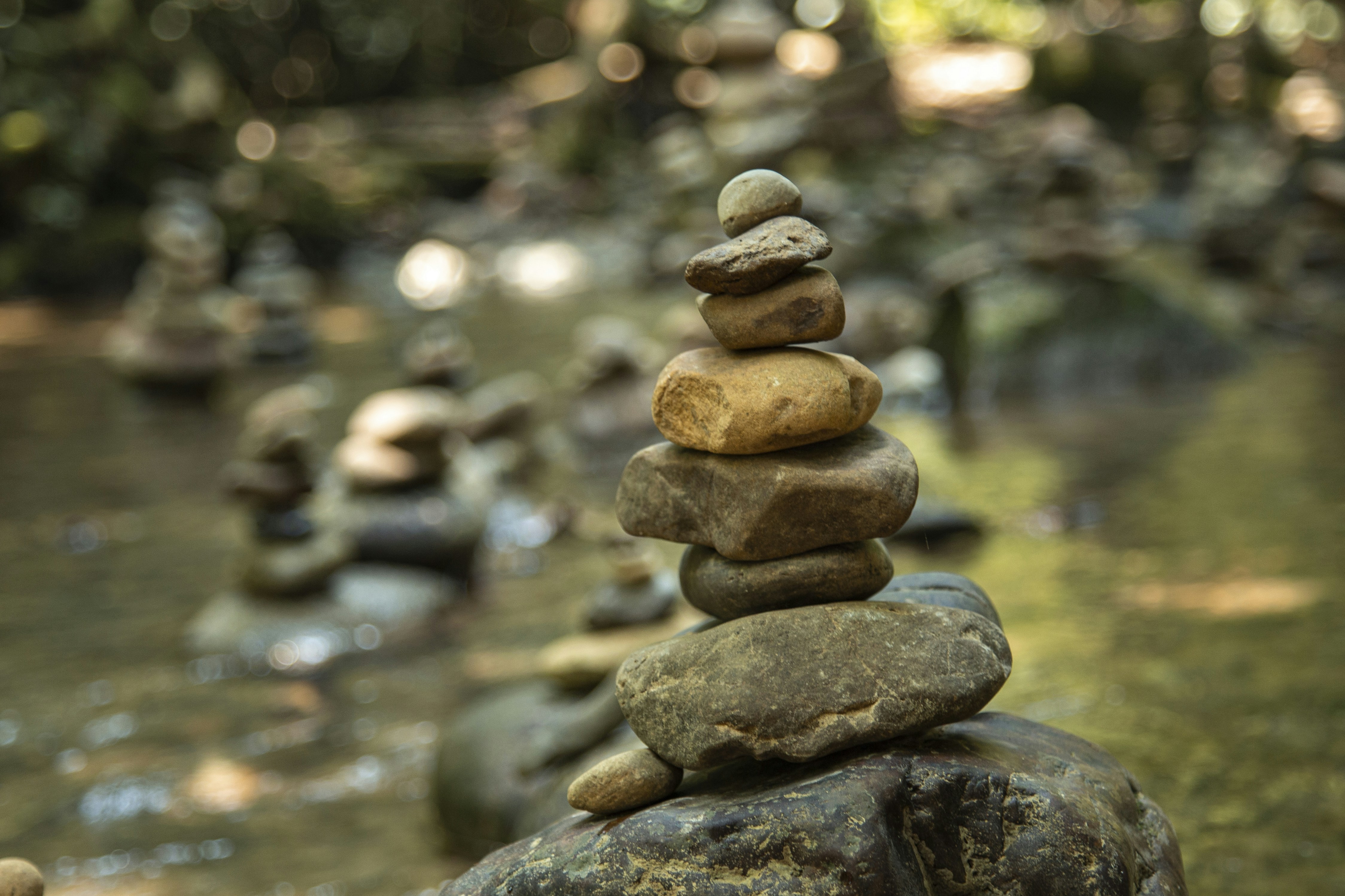 brown and gray stone stack