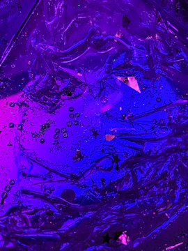 Abstract digital art combining star maps and dragon scales in neon purple and gold.