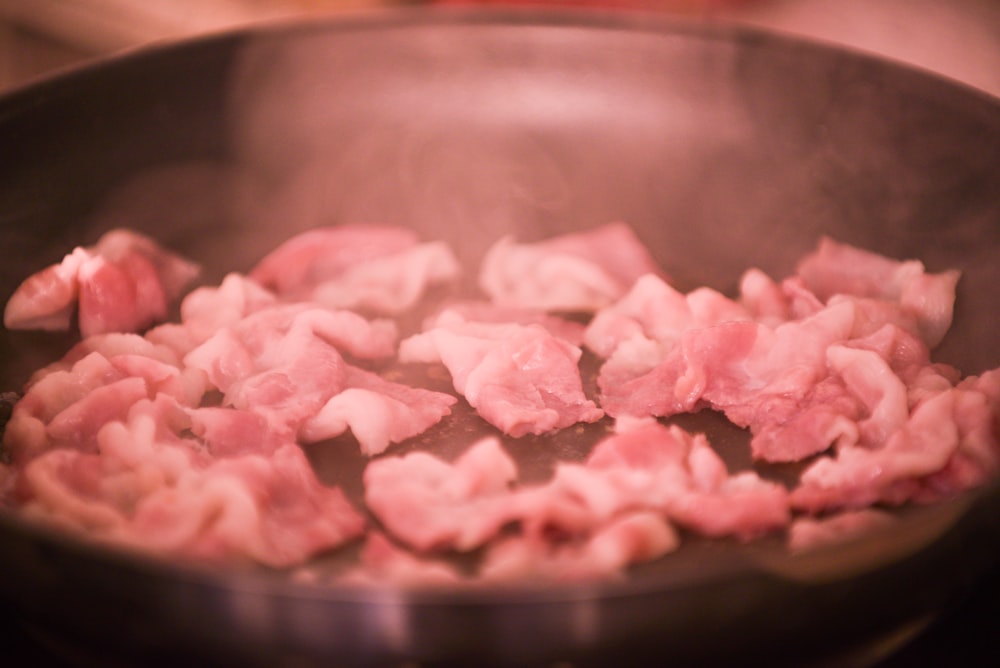 pink ice on stainless steel bowl