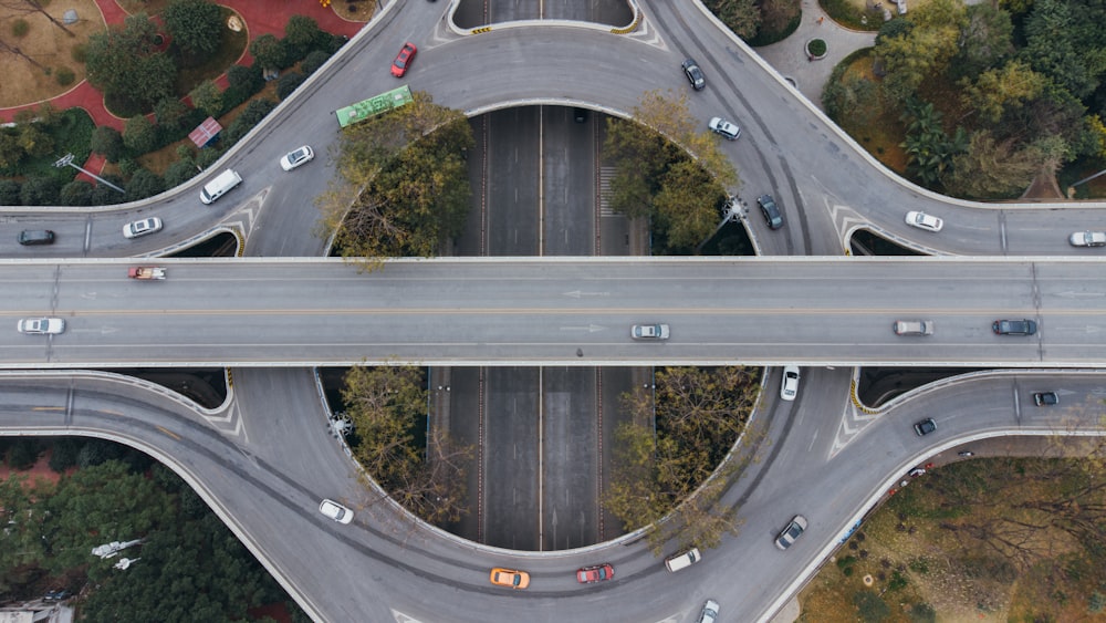 aerial view of a road