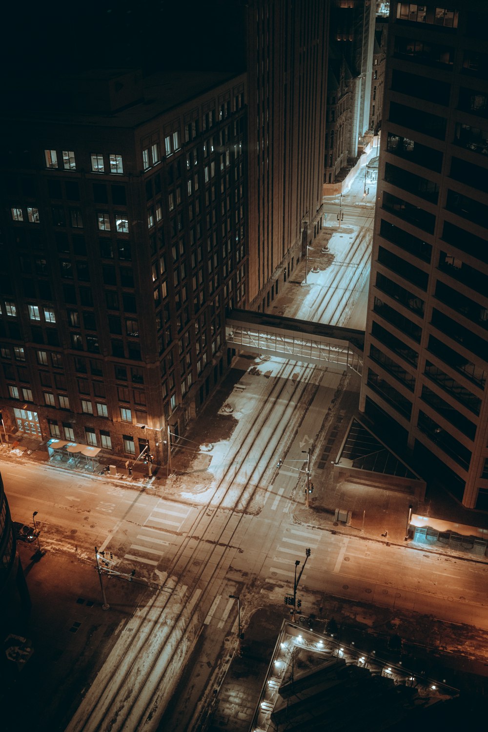 high rise buildings during night time