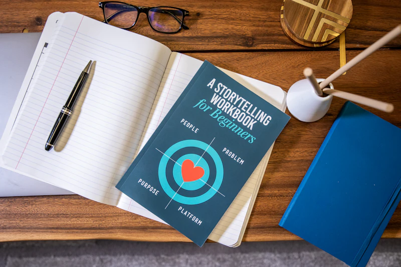 A notebook, pen, glasses and a cup of coffee flat lay
