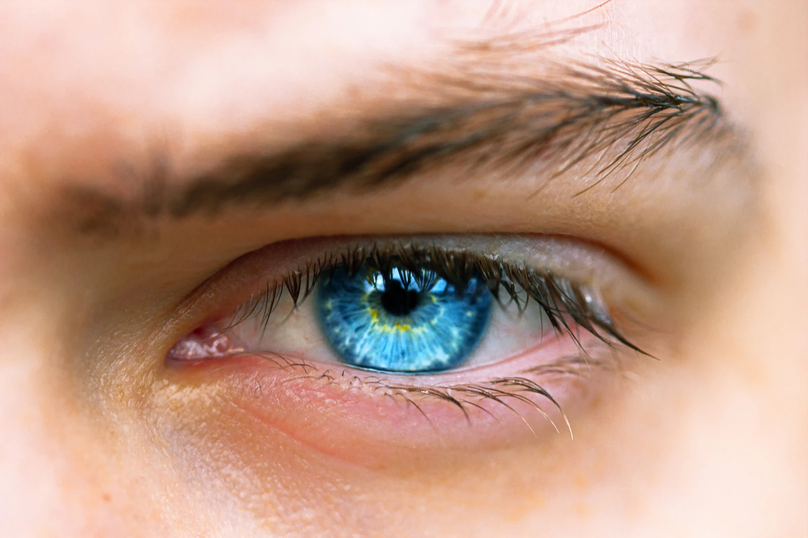 Vivid blue eye close-up