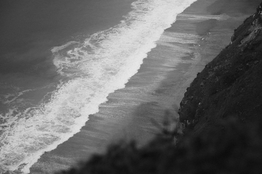 grayscale photo of ocean waves