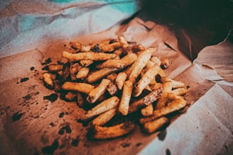 brown food on white paper