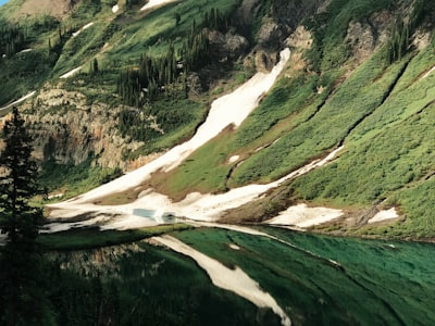 green and brown mountains during daytime emerald green google meet background