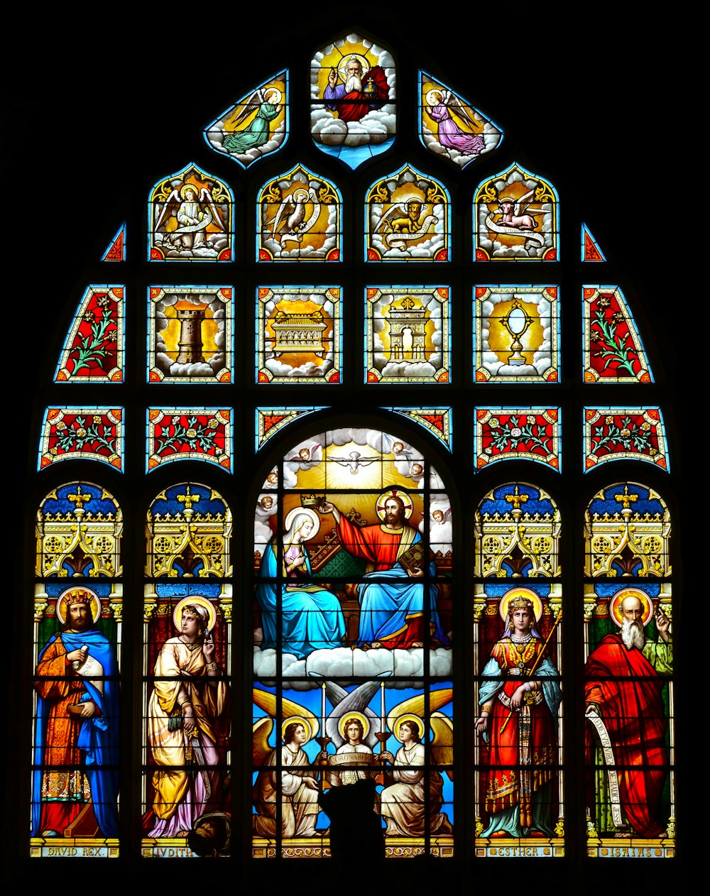 jesus christ and virgin mary stained glass