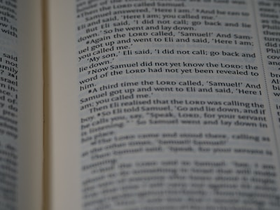 Pages of a book are open, displaying text with passages highlighted in bold. The content appears to be a narrative or dialogue, as it involves characters and possibly a storyline.