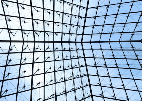 black metal frame glass roof