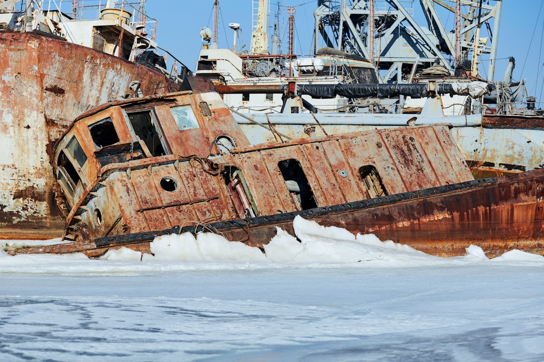 brown and white ship on white snow