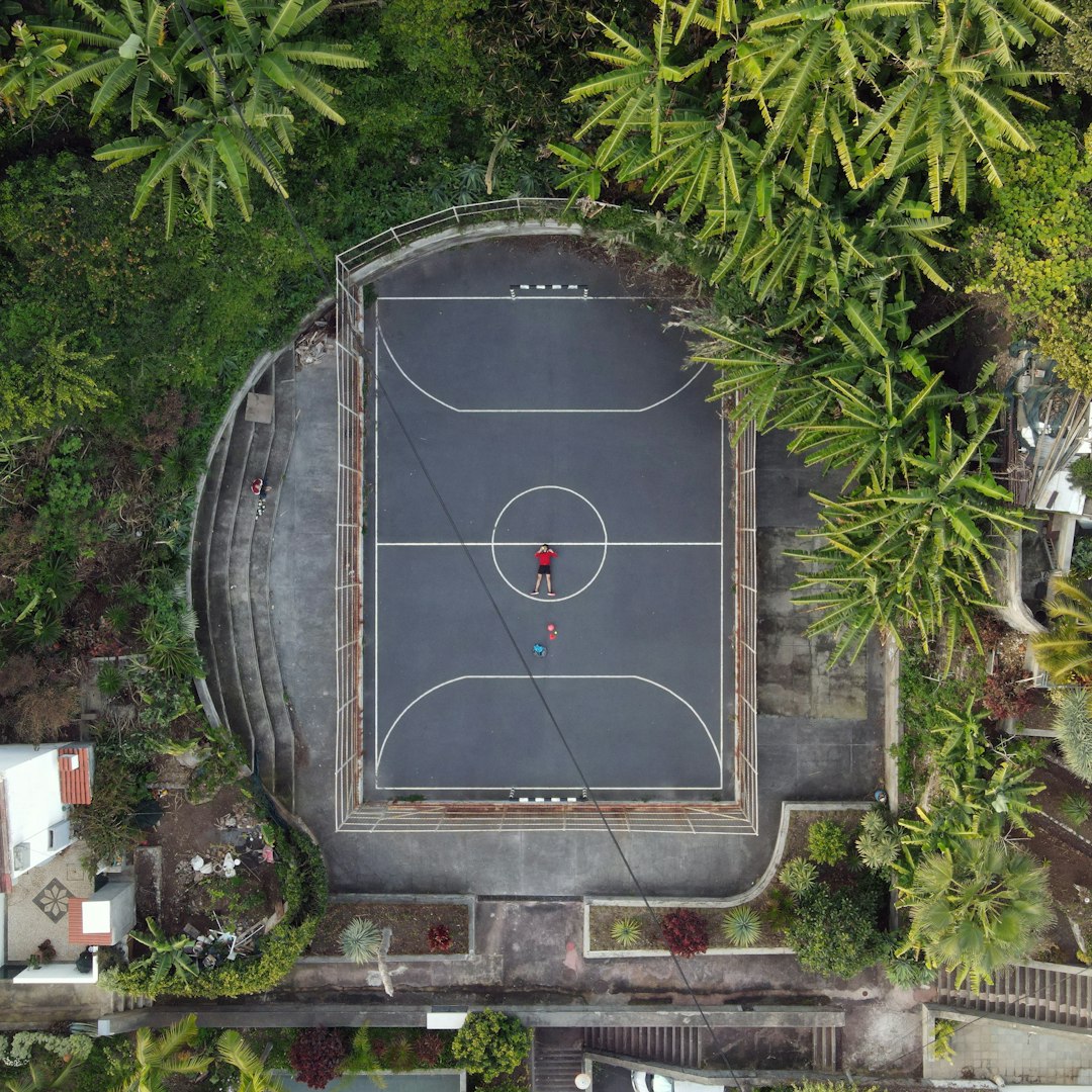 green and black basketball court