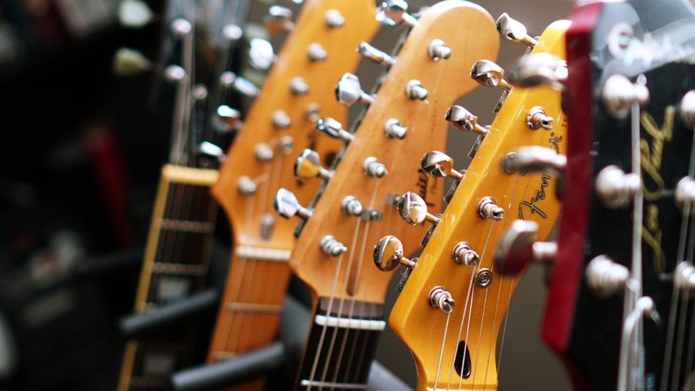 brown and black electric guitar