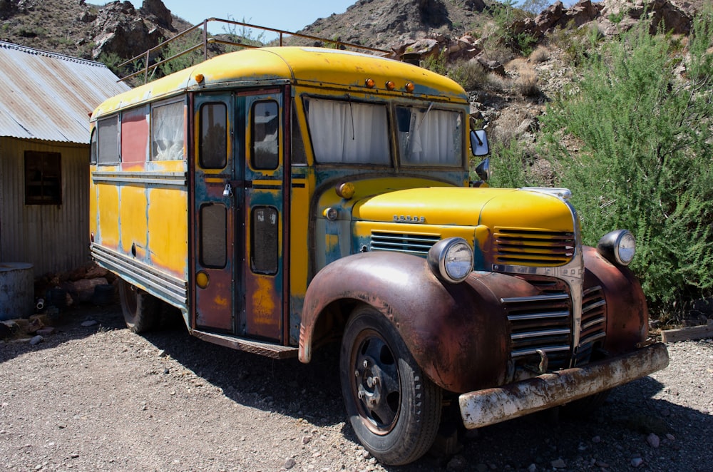 yellow and red vintage car