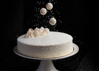 white cake on white ceramic plate