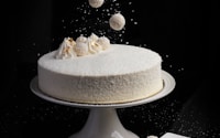 white cake on white ceramic plate